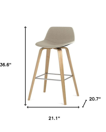 28" Natural Wood Backless Counter Height Bar Chair