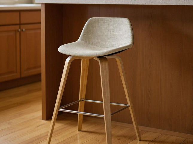 28" Natural Wood Backless Counter Height Bar Chair