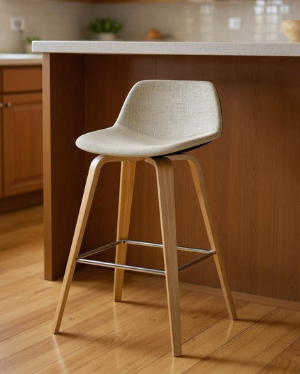 28" Natural Wood Backless Counter Height Bar Chair