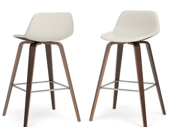 28" Cream Wood Backless Counter Height Bar Chair