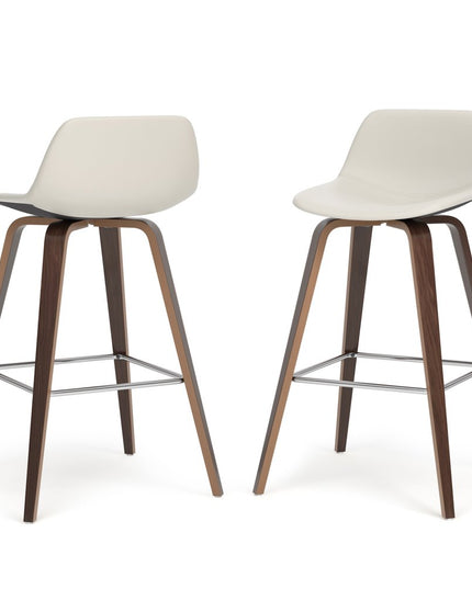 28" Cream Wood Backless Counter Height Bar Chair