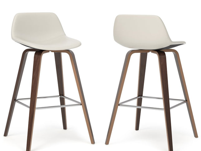 28" Cream Wood Backless Counter Height Bar Chair