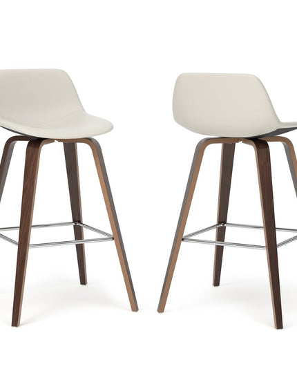 28" Cream Wood Backless Counter Height Bar Chair