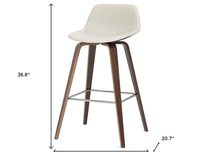 28" Cream Wood Backless Counter Height Bar Chair