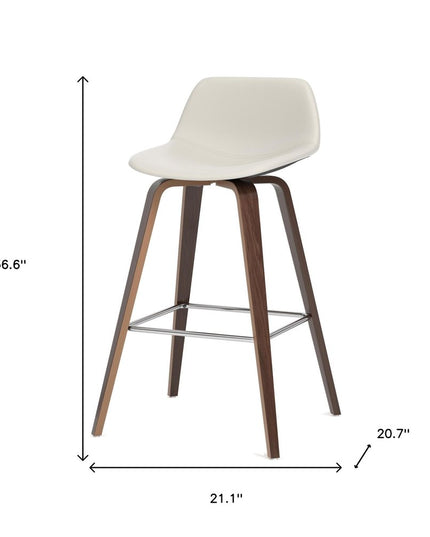 28" Cream Wood Backless Counter Height Bar Chair