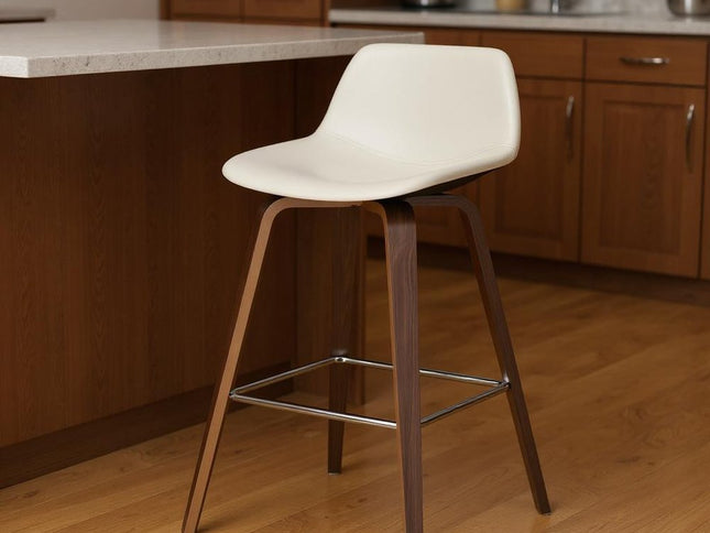 28" Cream Wood Backless Counter Height Bar Chair