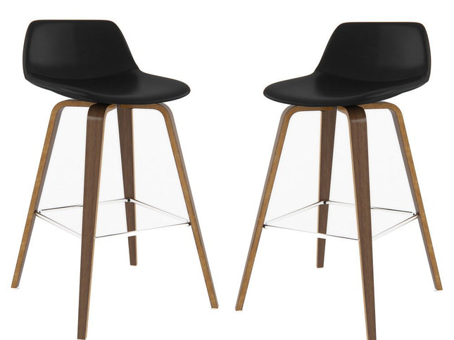 28" Black Wood Backless Counter Height Bar Chair