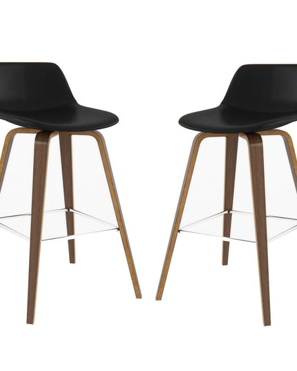 28" Black Wood Backless Counter Height Bar Chair