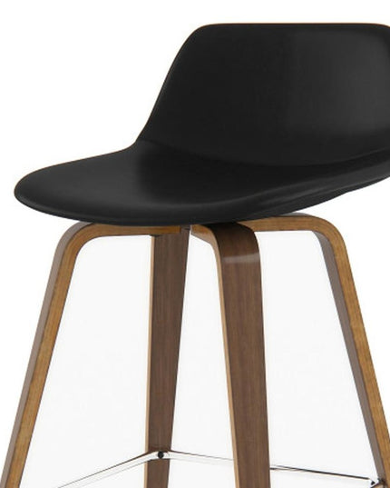 28" Black Wood Backless Counter Height Bar Chair