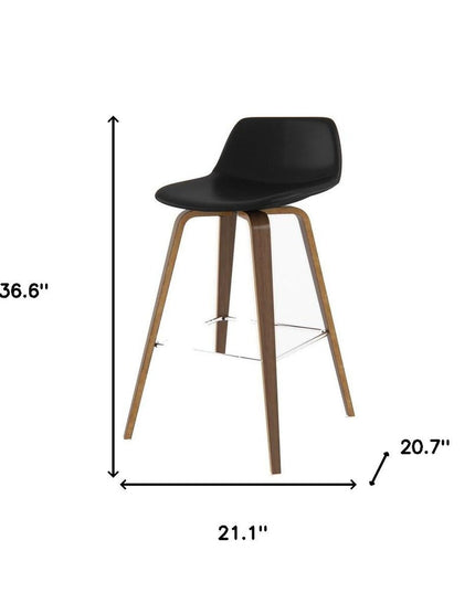 28" Black Wood Backless Counter Height Bar Chair