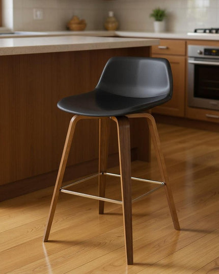 28" Black Wood Backless Counter Height Bar Chair