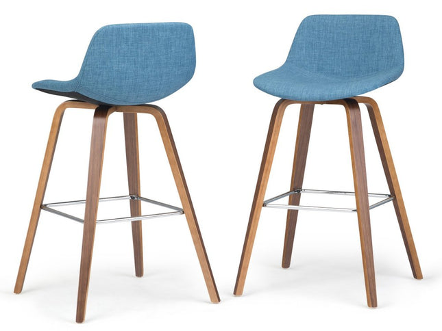 28" Blue Wood Backless Counter Height Bar Chair