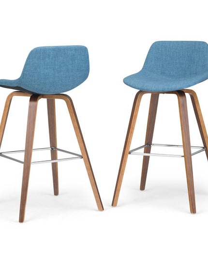 28" Blue Wood Backless Counter Height Bar Chair