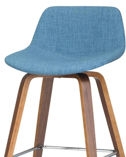 28" Blue Wood Backless Counter Height Bar Chair