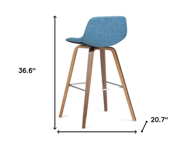 28" Blue Wood Backless Counter Height Bar Chair