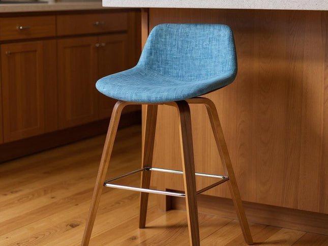 28" Blue Wood Backless Counter Height Bar Chair