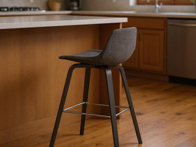 28" Gray Wood Backless Counter Height Bar Chair