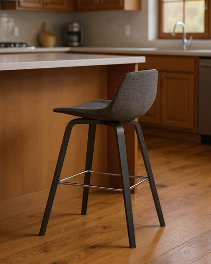 28" Gray Wood Backless Counter Height Bar Chair