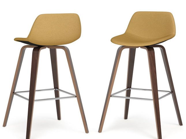 28" Yellow Wood Backless Counter Height Bar Chair