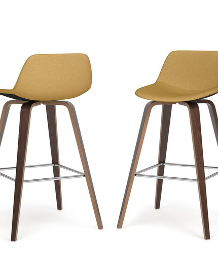 28" Yellow Wood Backless Counter Height Bar Chair