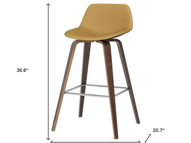28" Yellow Wood Backless Counter Height Bar Chair