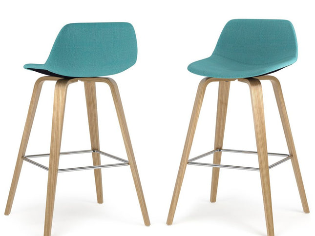 28" Blue Wood Backless Counter Height Bar Chair