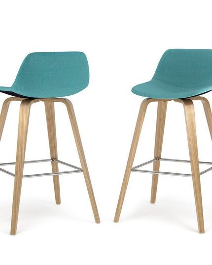 28" Blue Wood Backless Counter Height Bar Chair