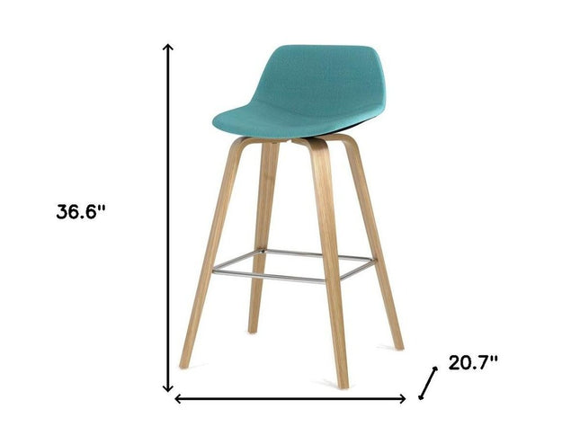 28" Blue Wood Backless Counter Height Bar Chair