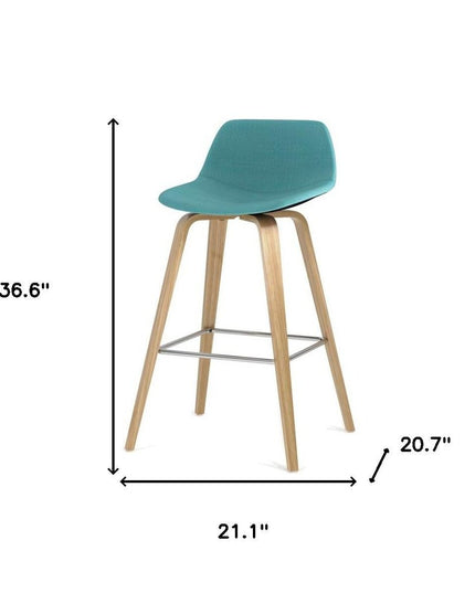 28" Blue Wood Backless Counter Height Bar Chair