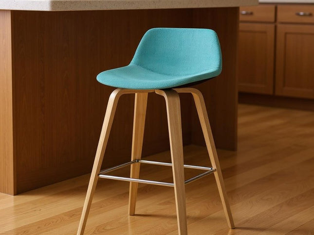 28" Blue Wood Backless Counter Height Bar Chair