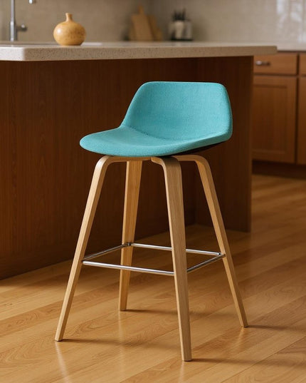 28" Blue Wood Backless Counter Height Bar Chair