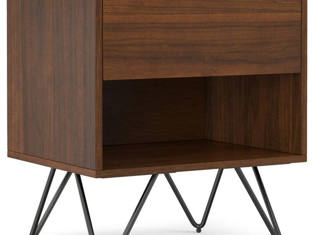 24" Walnut Solid Wood Two Drawer Nightstand