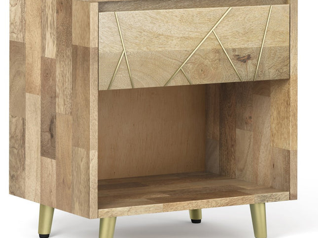 24" Natural Solid Wood Two Drawer Nightstand