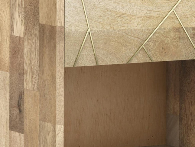 24" Natural Solid Wood Two Drawer Nightstand