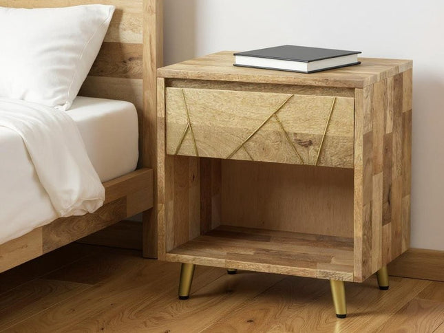 24" Natural Solid Wood Two Drawer Nightstand