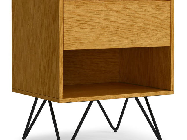 24" Oak Solid Wood Two Drawer Nightstand