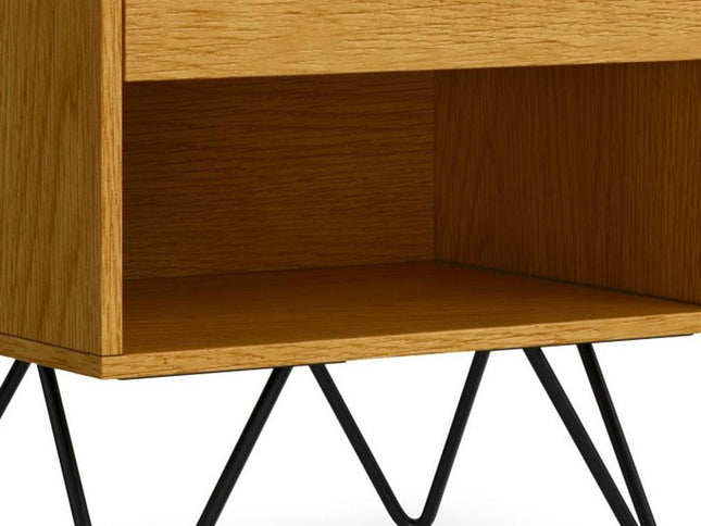 24" Oak Solid Wood Two Drawer Nightstand