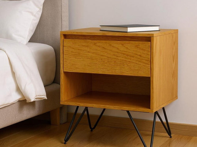 24" Oak Solid Wood Two Drawer Nightstand