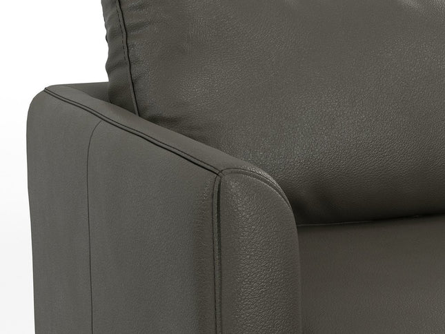 90" Black Leather Sofa With Brown Legs