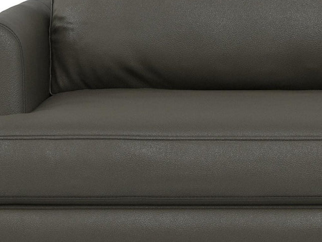 90" Black Leather Sofa With Brown Legs