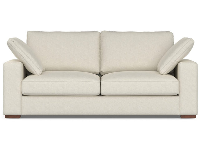 78" Cream Fabric Sofa With Brown Legs