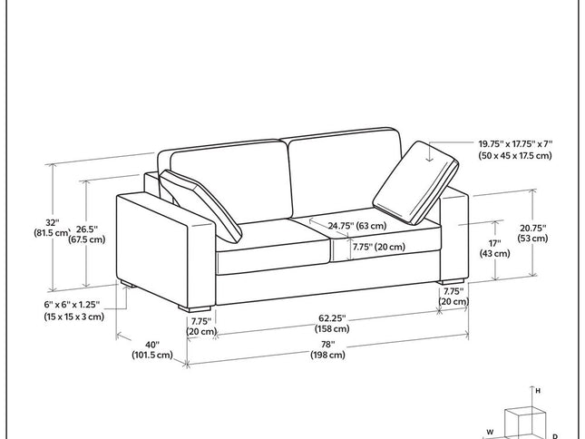 78" Cream Fabric Sofa With Brown Legs