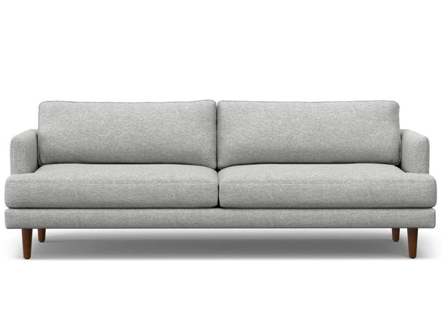 90" Gray Fabric Sofa With Brown Legs
