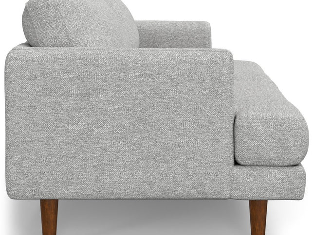 90" Gray Fabric Sofa With Brown Legs