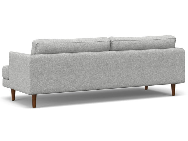90" Gray Fabric Sofa With Brown Legs