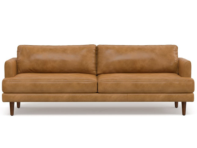 90" Sienna Leather Sofa With Brown Legs