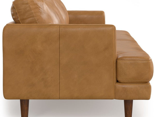 90" Sienna Leather Sofa With Brown Legs