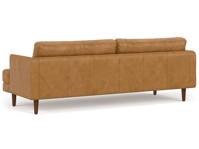 90" Sienna Leather Sofa With Brown Legs