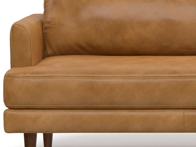 90" Sienna Leather Sofa With Brown Legs