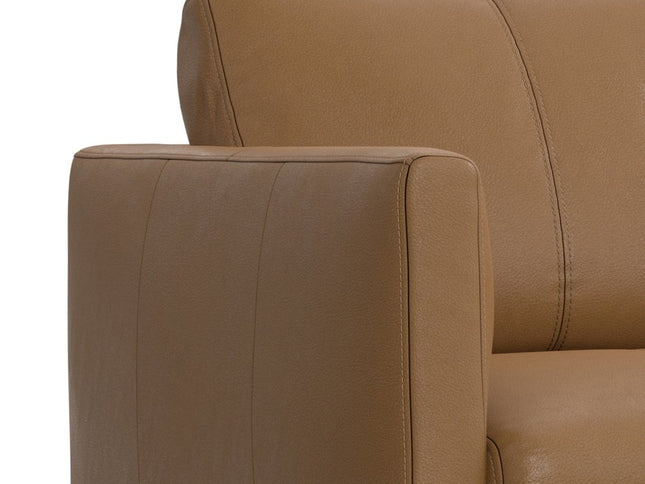 60" Brown Leather Sofa With Black Legs